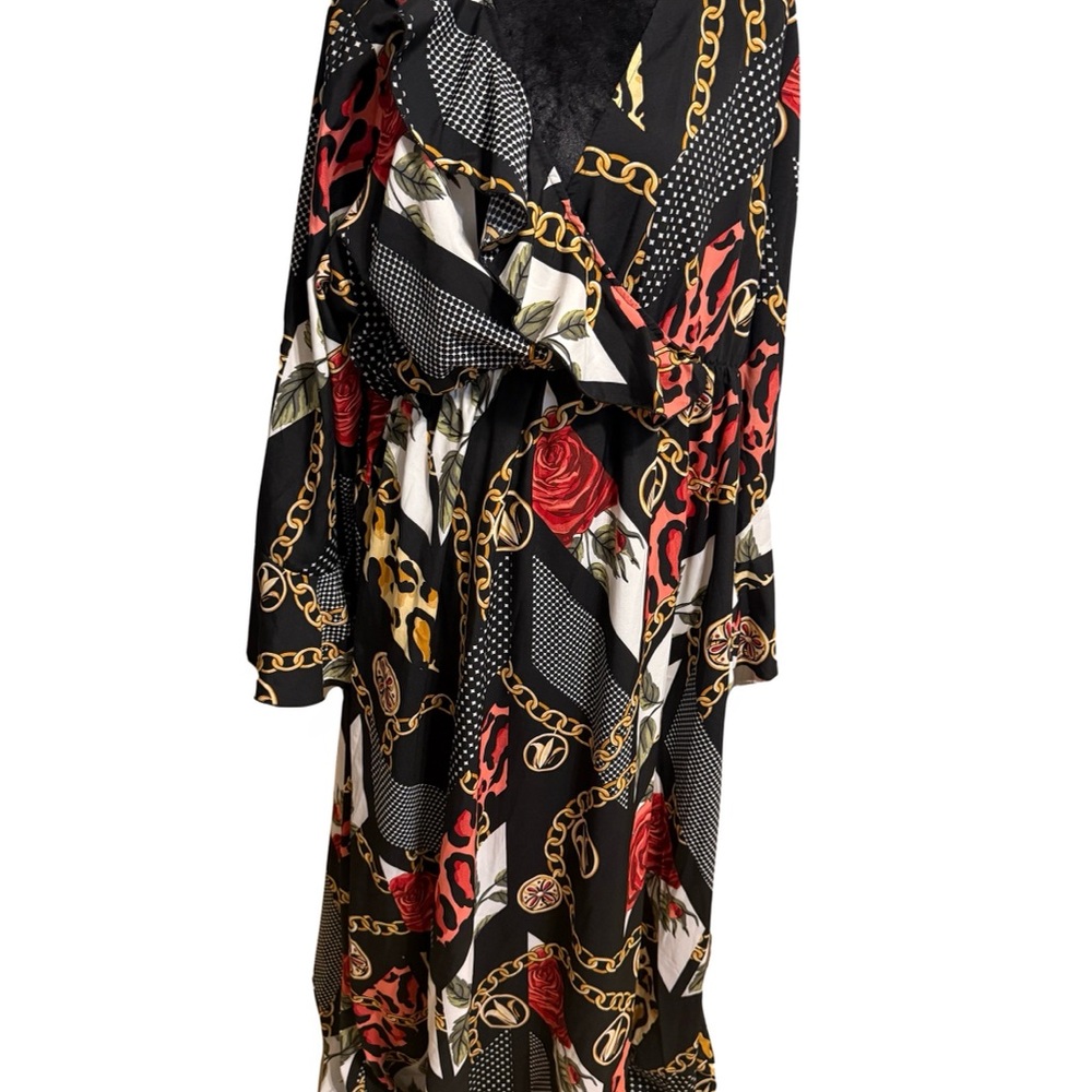 SHEIN Black and Pink Chain Print Maxi Dress - Picture 3 of 6